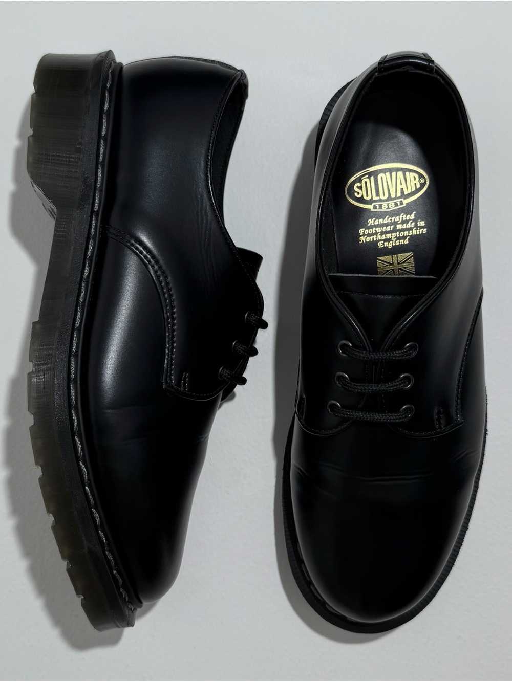 Solovair Black Gibson Made In England Vegan Oxfords UK 5.5